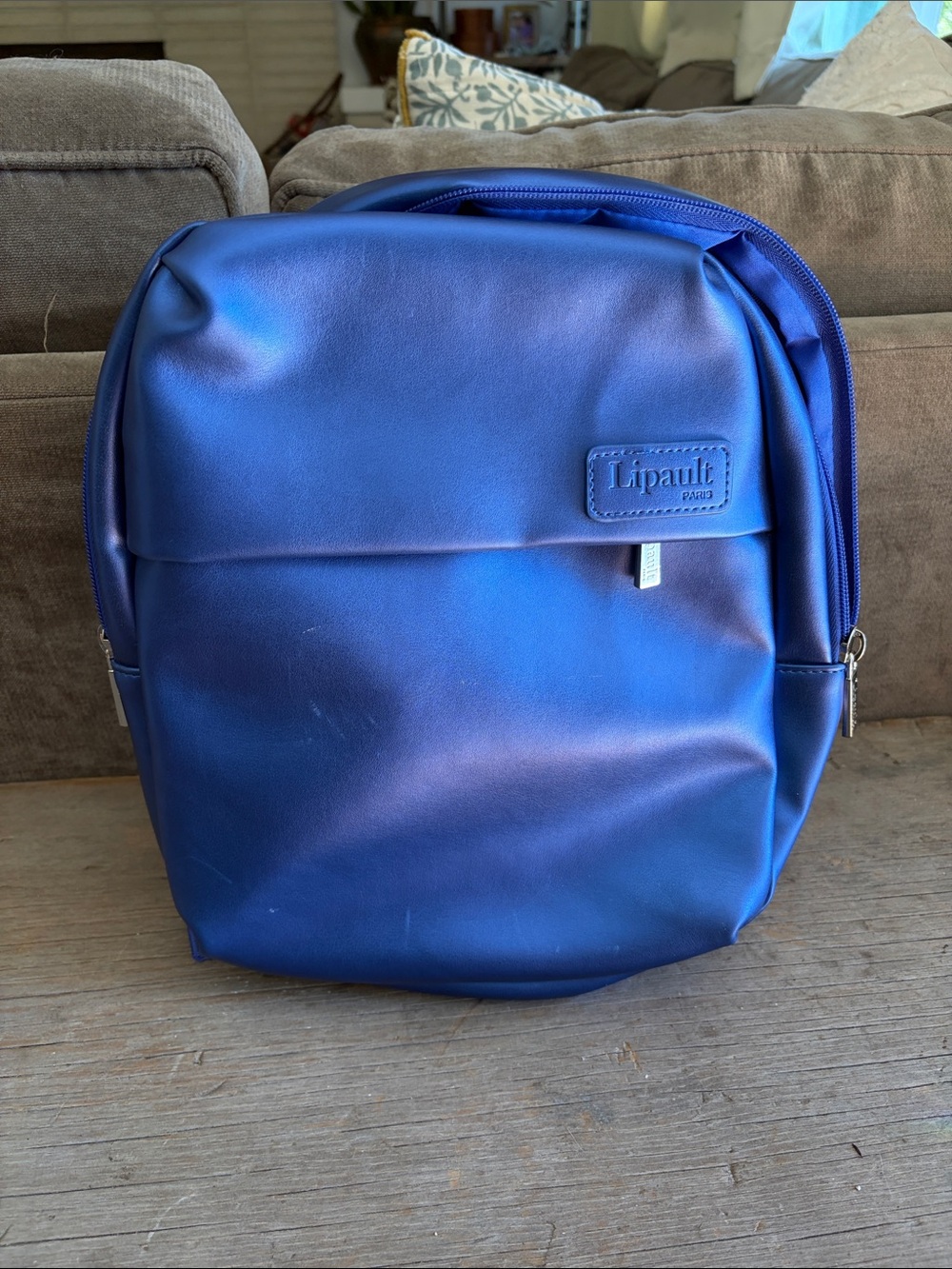 Lipault Paris Miss Plume XS Metallic Mini Backpack – Exotic Blue